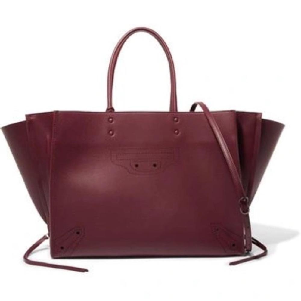 BALENCIAGA Calfskin Leather Papier Za Blackout B4 Perforated Leather Tote